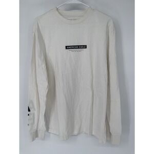 American Eagle Mens Standard Fit Long Sleeve TShirt White Size L